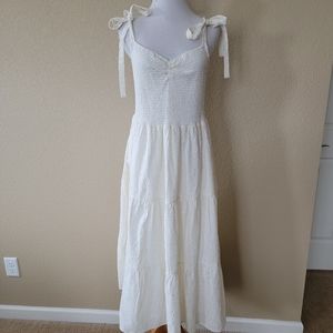NWT Madewell Eyelet Lucie Tie Strap Tiered Midi Dress, Size L